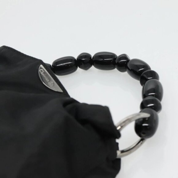 Christian Dior Maris Pearl Hand Bag Nylon Black Silver - Picture 11 of 15